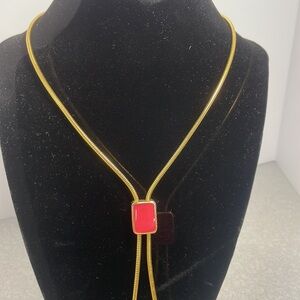 Elegant Gold tone and Pink Necklace Bolo Tie